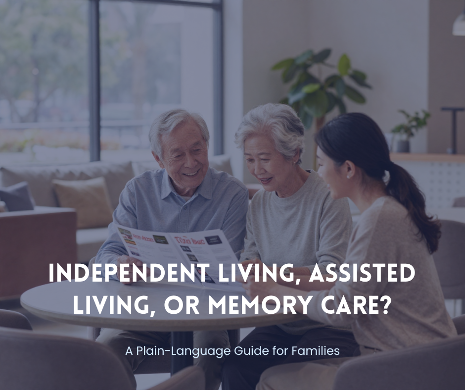 Independent Living, Assisted Living, or Memory Care? A Plain-Language Guide for Families
