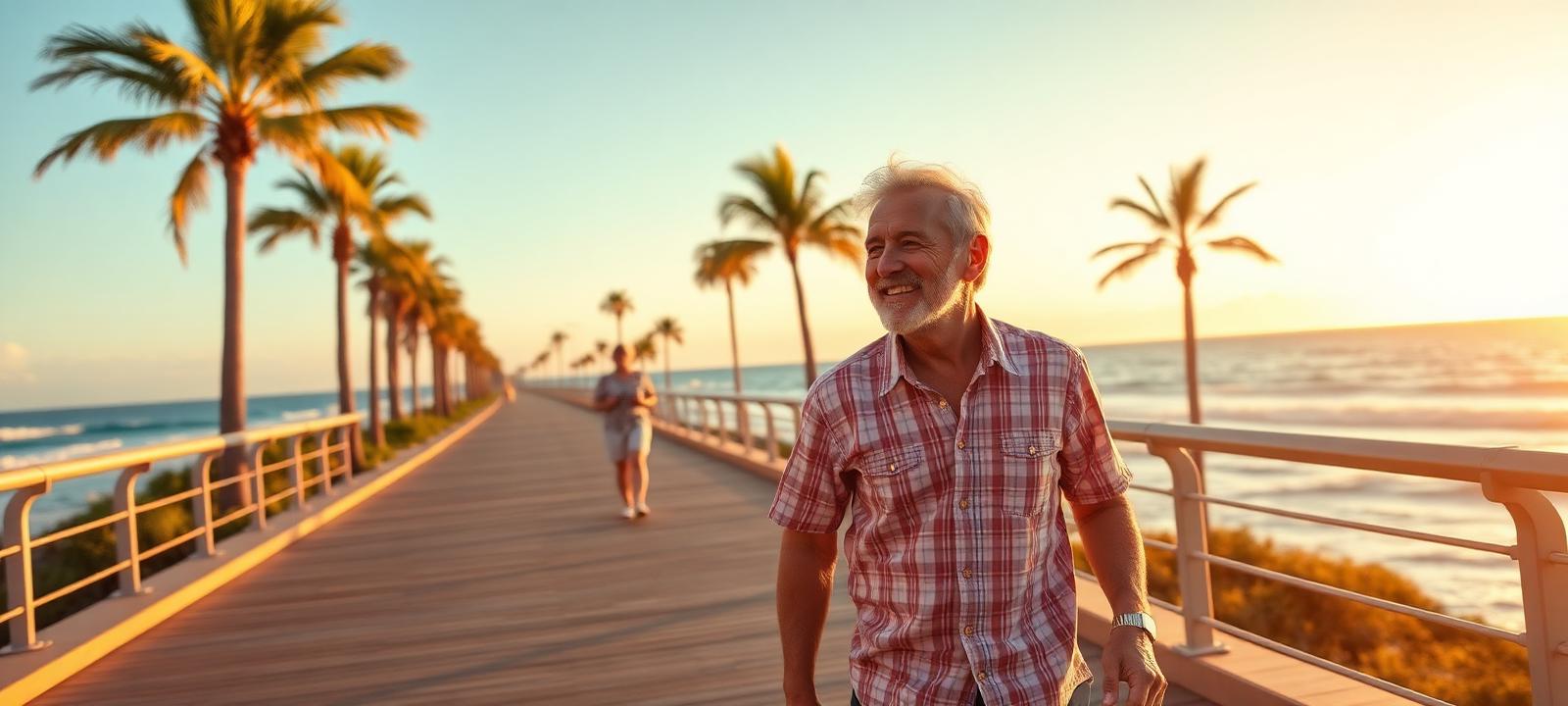 Coastal retirement destination at sunset